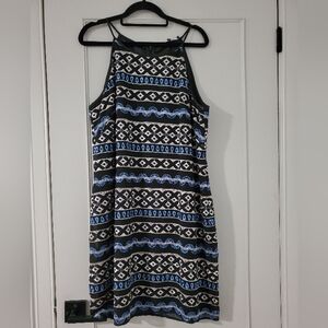 White House Black Market Black and Blue Geometric Mini Dress
